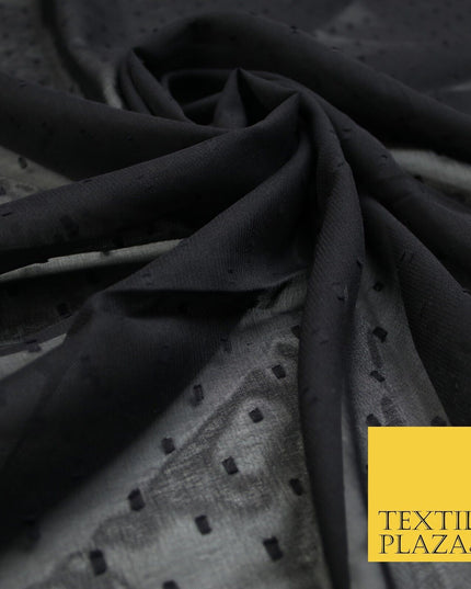 3 COLOURS - Swiss Knot Dot Dobby Sheer Georgette Chiffon Dress Fabric 44"