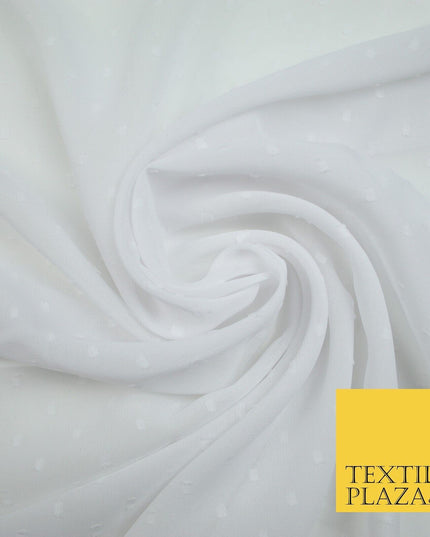 3 COLOURS - Swiss Knot Dot Dobby Sheer Georgette Chiffon Dress Fabric 44"