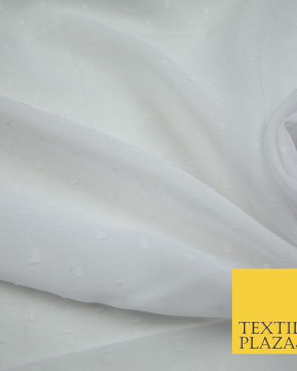 3 COLOURS - Swiss Knot Dot Dobby Sheer Georgette Chiffon Dress Fabric 44"