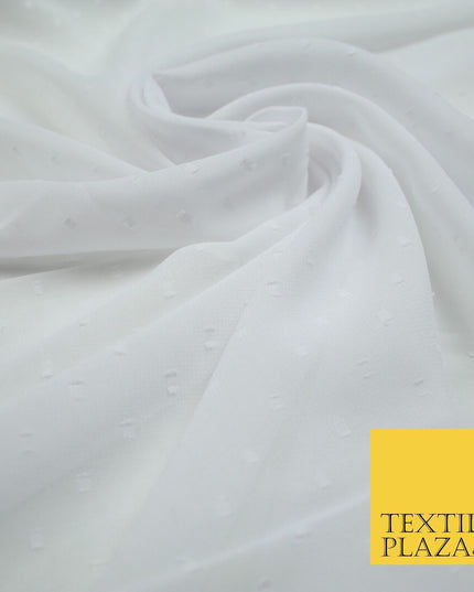 3 COLOURS - Swiss Knot Dot Dobby Sheer Georgette Chiffon Dress Fabric 44"