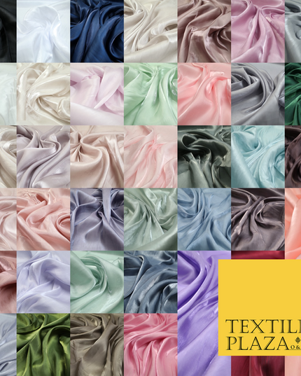 38 COLOURS - Soft Glazed Shimmer Sheer Woven Polyester Satin Organza Feel Fabric