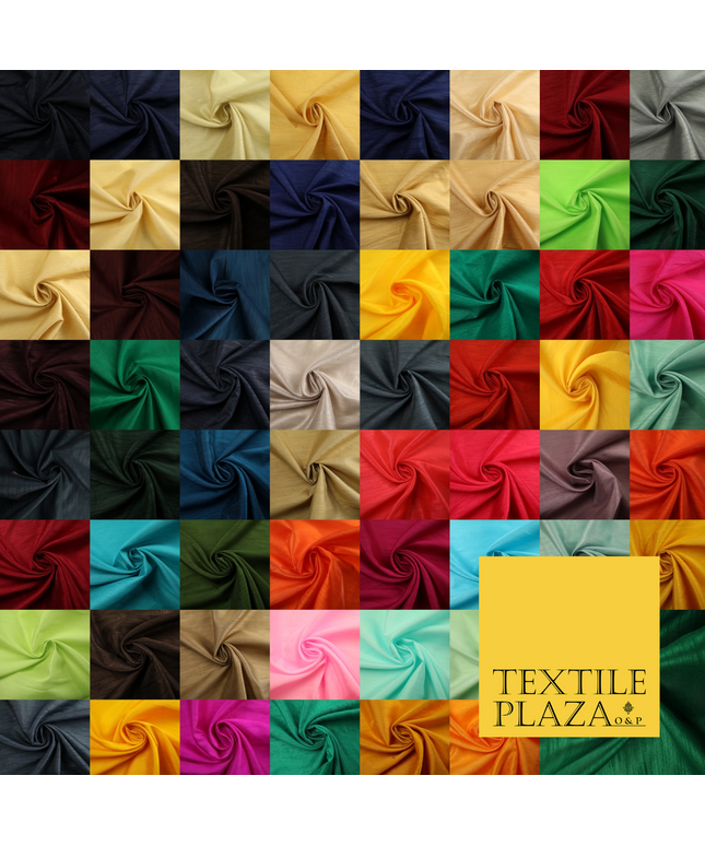 OVER 60 COLOURS Plain Dyed Faux Dupion Raw Silk Polyester Dress Fabric Material