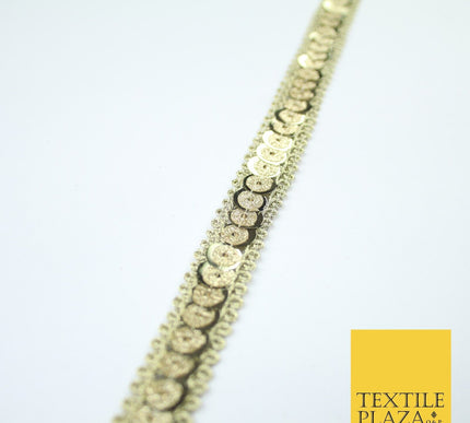 Gold Slim Dual Chrome Glitter Sequin Trim Border Lace - 1.5cm Wide - X575