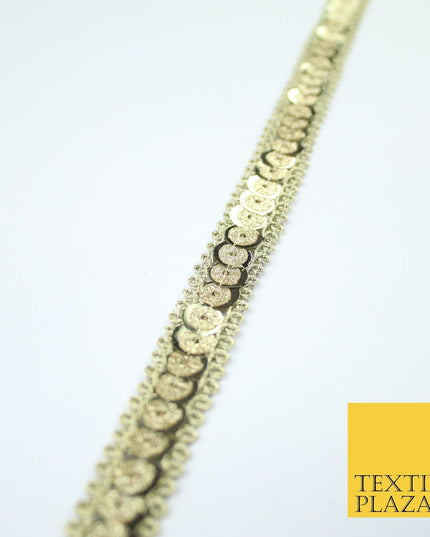 Gold Slim Dual Chrome Glitter Sequin Trim Border Lace - 1.5cm Wide - X575