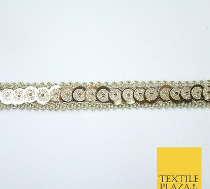 Gold Slim Dual Chrome Glitter Sequin Trim Border Lace - 1.5cm Wide - X575