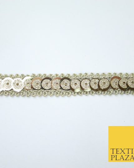 Gold Slim Dual Chrome Glitter Sequin Trim Border Lace - 1.5cm Wide - X575