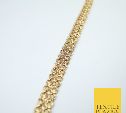 3 COLOURS - Slim Shimmer Glitter Twin Circle Design Trim Border Lace 1.3cm Wide