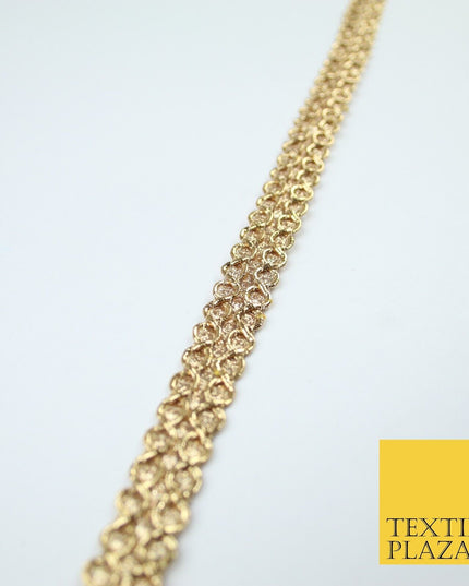 3 COLOURS - Slim Shimmer Glitter Twin Circle Design Trim Border Lace 1.3cm Wide