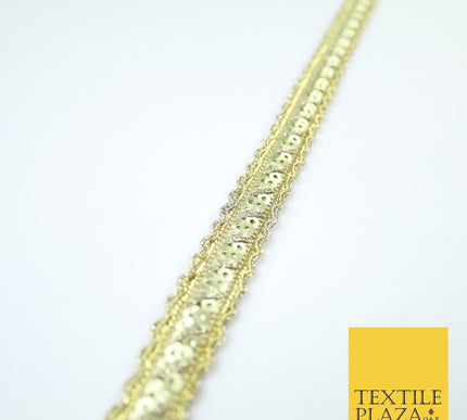 Gold Wavy Two Row Matt Sequin Shiny Glitzy Trim Border Lace - 1.5cm Wide - X574