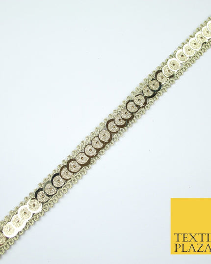 Gold Slim Dual Chrome Glitter Sequin Trim Border Lace - 1.5cm Wide - X575