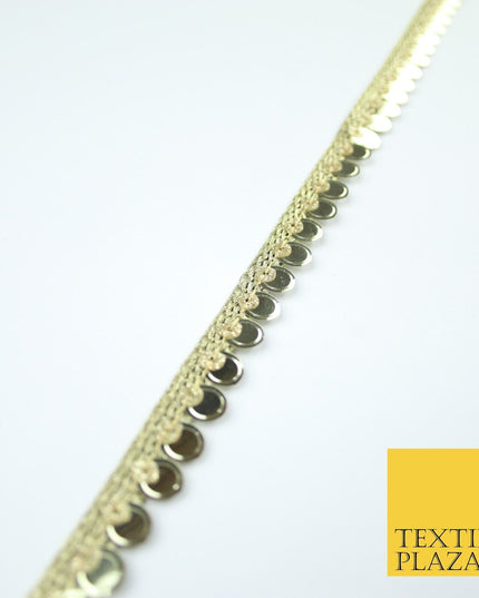 Gold Mirror Chrome Embossed Slim Sequin Ribbon Trim Border Lace - 1cm Wide X584