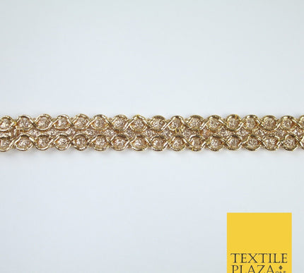 3 COLOURS - Slim Shimmer Glitter Twin Circle Design Trim Border Lace 1.3cm Wide