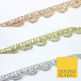 Chrome Pearl Beaded Swag Scalloped Metallic Ribbon Trim Border Lace - 2.2cm Wide