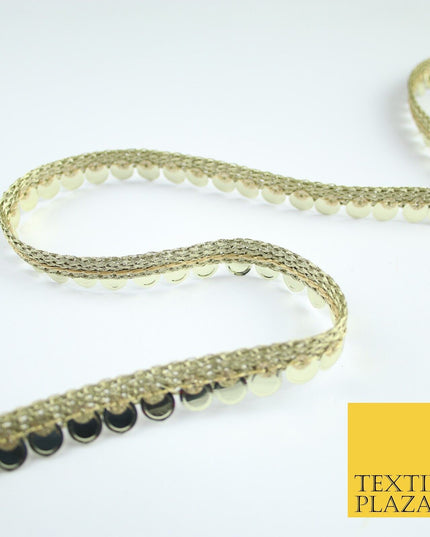 Gold Mirror Chrome Embossed Slim Sequin Ribbon Trim Border Lace - 1cm Wide X584