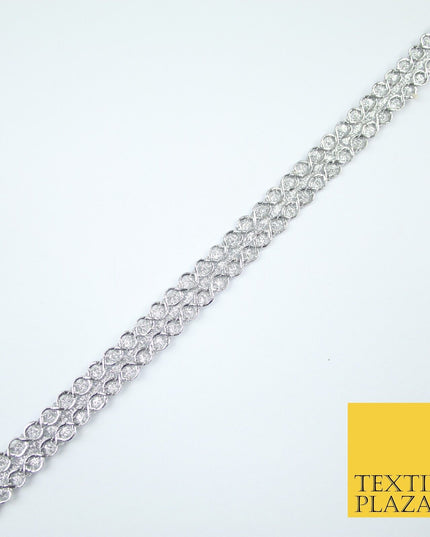 3 COLOURS - Slim Shimmer Glitter Twin Circle Design Trim Border Lace 1.3cm Wide