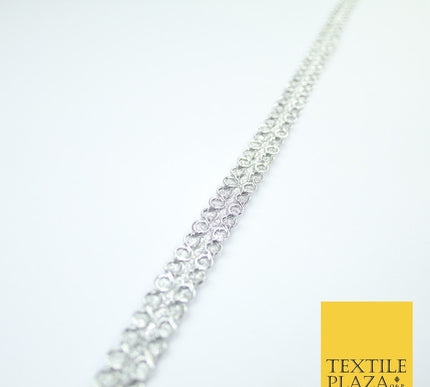 3 COLOURS - Slim Shimmer Glitter Twin Circle Design Trim Border Lace 1.3cm Wide