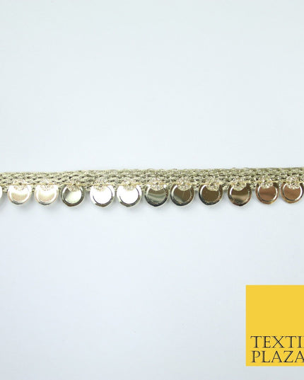 Gold Mirror Chrome Embossed Slim Sequin Ribbon Trim Border Lace - 1cm Wide X584