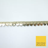 Gold Mirror Chrome Embossed Slim Sequin Ribbon Trim Border Lace - 1cm Wide X584