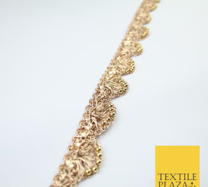 Chrome Pearl Beaded Swag Scalloped Metallic Ribbon Trim Border Lace - 2.2cm Wide