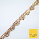 Chrome Pearl Beaded Swag Scalloped Metallic Ribbon Trim Border Lace - 2.2cm Wide