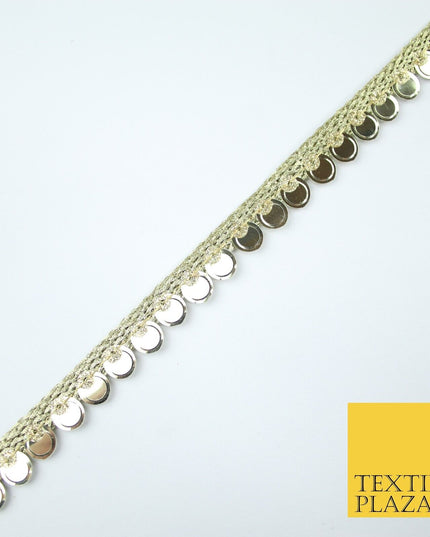 Gold Mirror Chrome Embossed Slim Sequin Ribbon Trim Border Lace - 1cm Wide X584