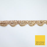 Chrome Pearl Beaded Swag Scalloped Metallic Ribbon Trim Border Lace - 2.2cm Wide