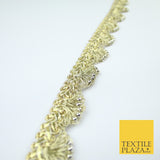 Chrome Pearl Beaded Swag Scalloped Metallic Ribbon Trim Border Lace - 2.2cm Wide