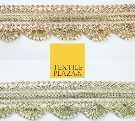 Triple Layer Swag Scalloped Plait Pearl Ribbon Trim Border Lace - 4.5cm Wide