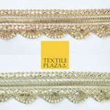 Triple Layer Swag Scalloped Plait Pearl Ribbon Trim Border Lace - 4.5cm Wide