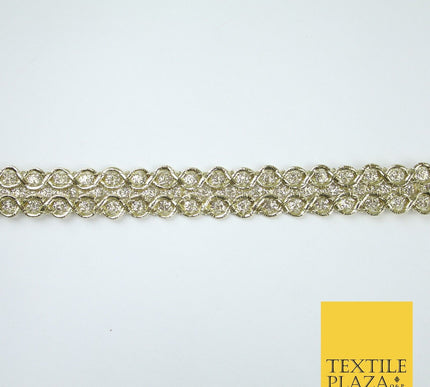 3 COLOURS - Slim Shimmer Glitter Twin Circle Design Trim Border Lace 1.3cm Wide