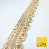 Triple Layer Swag Scalloped Plait Pearl Ribbon Trim Border Lace - 4.5cm Wide