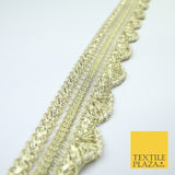 Triple Layer Swag Scalloped Plait Pearl Ribbon Trim Border Lace - 4.5cm Wide