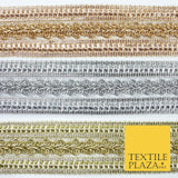 3 COLOURS - Double Band Metallic Knot Plait Ribbon Trim Border Lace - 4cm Wide