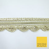 Triple Layer Swag Scalloped Plait Pearl Ribbon Trim Border Lace - 4.5cm Wide