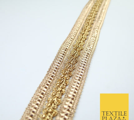 3 COLOURS - Double Band Metallic Knot Plait Ribbon Trim Border Lace - 4cm Wide