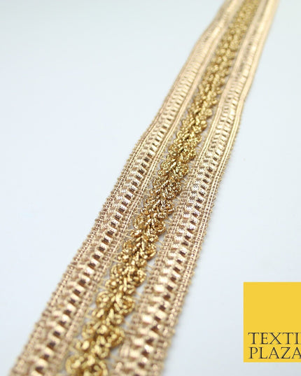3 COLOURS - Double Band Metallic Knot Plait Ribbon Trim Border Lace - 4cm Wide