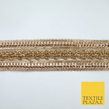 3 COLOURS - Double Band Metallic Knot Plait Ribbon Trim Border Lace - 4cm Wide