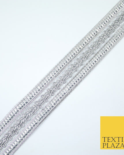 3 COLOURS - Double Band Metallic Knot Plait Ribbon Trim Border Lace - 4cm Wide