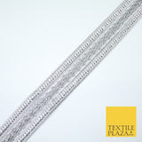 3 COLOURS - Double Band Metallic Knot Plait Ribbon Trim Border Lace - 4cm Wide