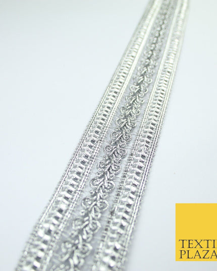 3 COLOURS - Double Band Metallic Knot Plait Ribbon Trim Border Lace - 4cm Wide