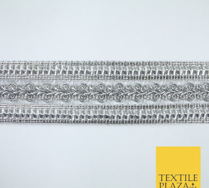 3 COLOURS - Double Band Metallic Knot Plait Ribbon Trim Border Lace - 4cm Wide