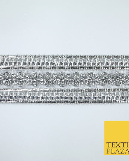 3 COLOURS - Double Band Metallic Knot Plait Ribbon Trim Border Lace - 4cm Wide