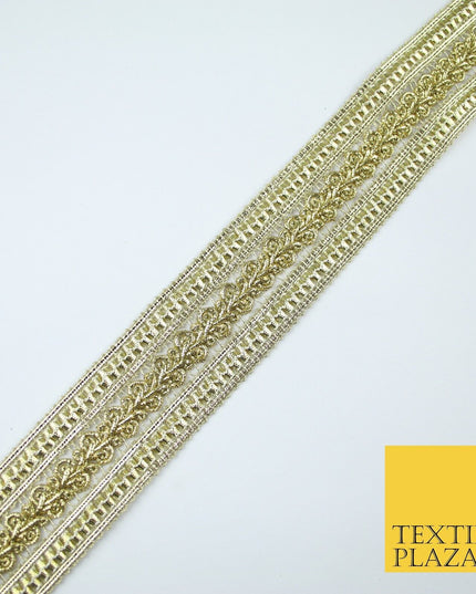 3 COLOURS - Double Band Metallic Knot Plait Ribbon Trim Border Lace - 4cm Wide