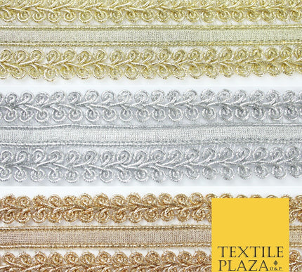 3 COLOURS - Double Woven Metallic Plait Ribbon Trim Border Lace - 4.5cm Wide