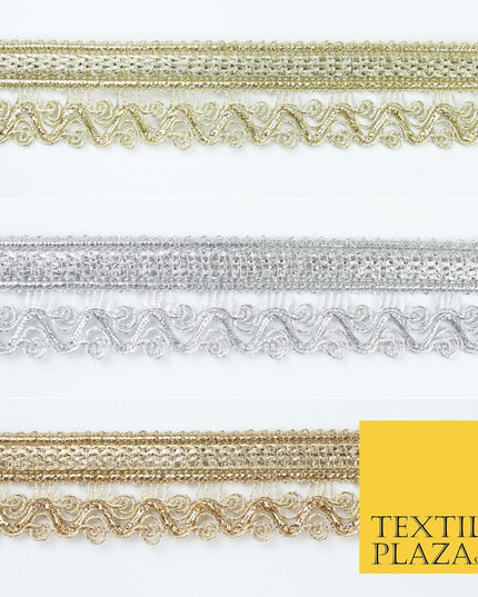 3 COLOURS - Ornate Zig Zag Knitted Plait Ribbon Trim Border Lace - 2.5cm Wide
