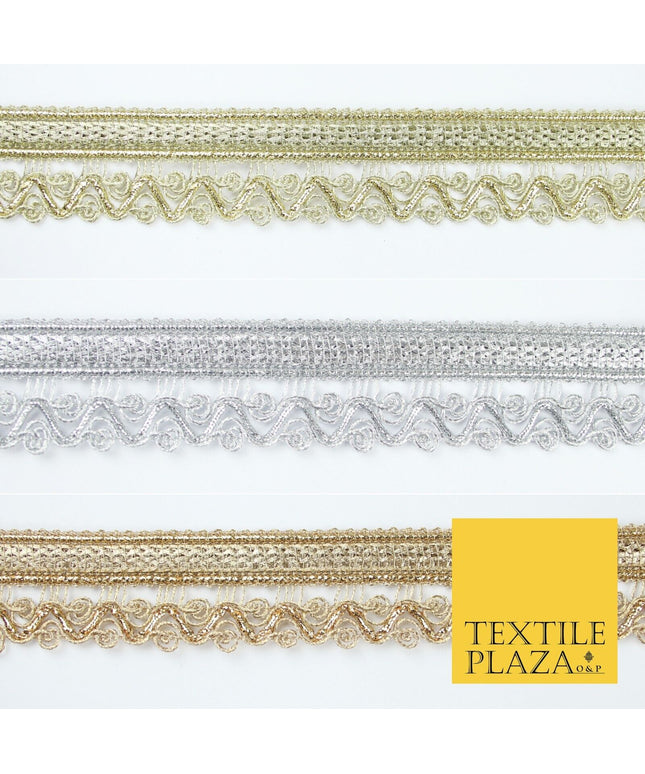 3 COLOURS - Ornate Zig Zag Knitted Plait Ribbon Trim Border Lace - 2.5cm Wide