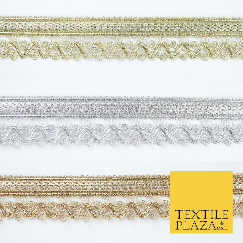 3 COLOURS - Ornate Zig Zag Knitted Plait Ribbon Trim Border Lace - 2.5cm Wide