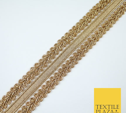 3 COLOURS - Double Woven Metallic Plait Ribbon Trim Border Lace - 4.5cm Wide
