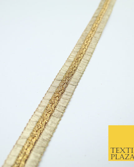 Antique Gold Metallic Plait Woven Ribbon Trim Border Lace - 2cm Wide - X683
