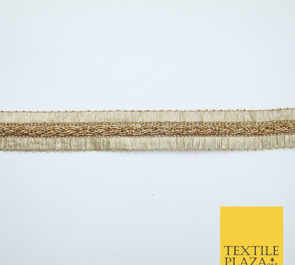 Antique Gold Metallic Plait Woven Ribbon Trim Border Lace - 2cm Wide - X683